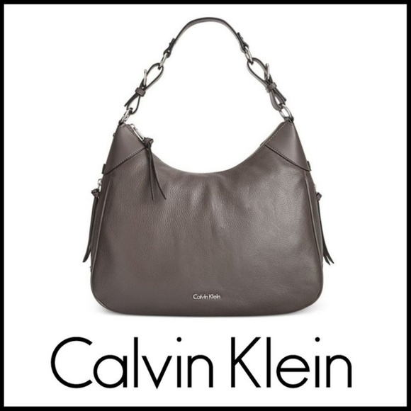 Calvin Klein Handbags - NWT CALVIN KLEIN Grey Pebble Leather Hobo